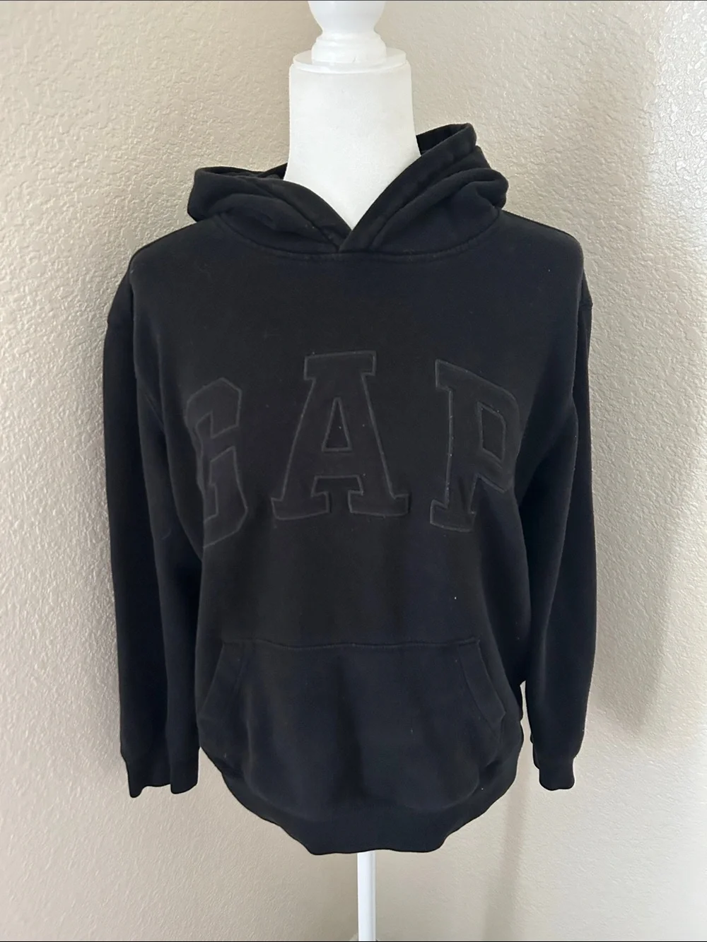 GAP Kids Black Hoodie with Tonal Logo